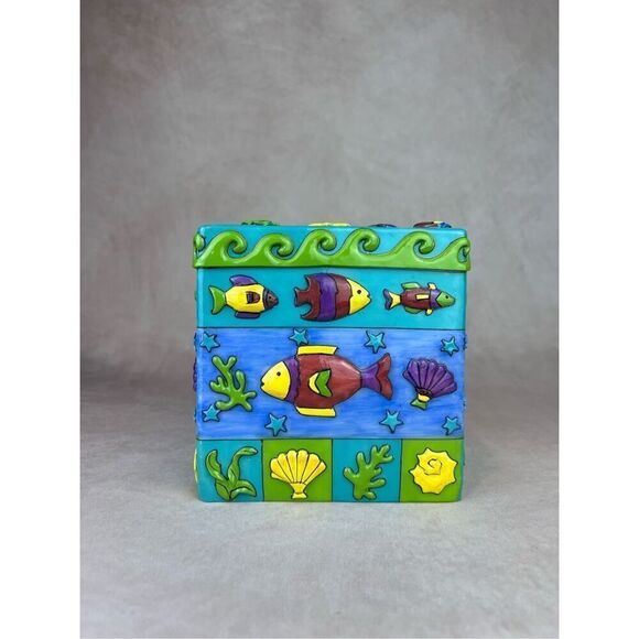 Vintage Sue Zipkin Zippy Fish Tissue Box Underwater Beach Fish Theme - Picture 2 of 11